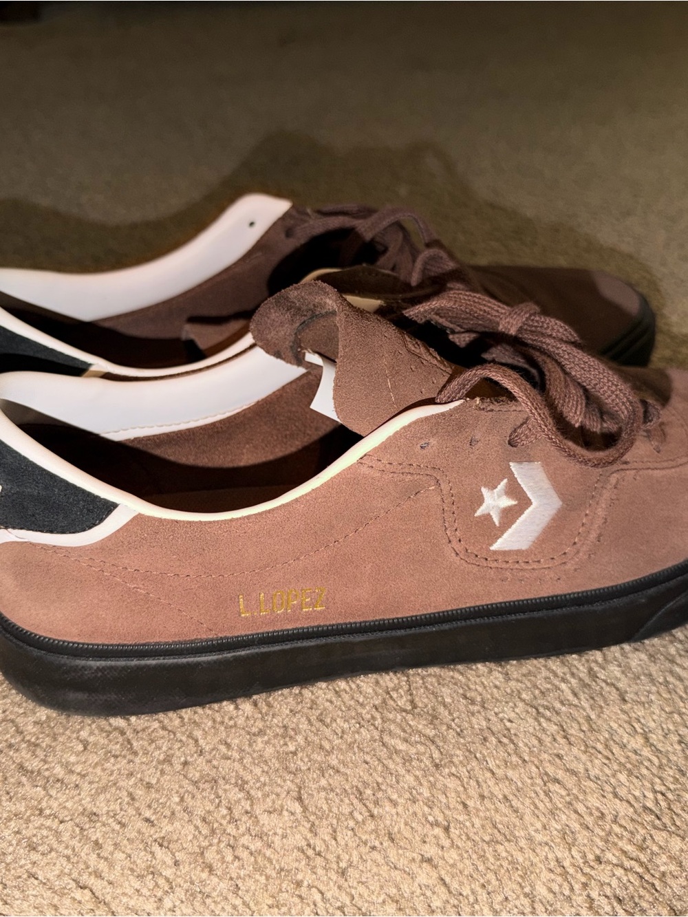 Converse Louie Lopez Suede Sneakers in Brown with Black Sole